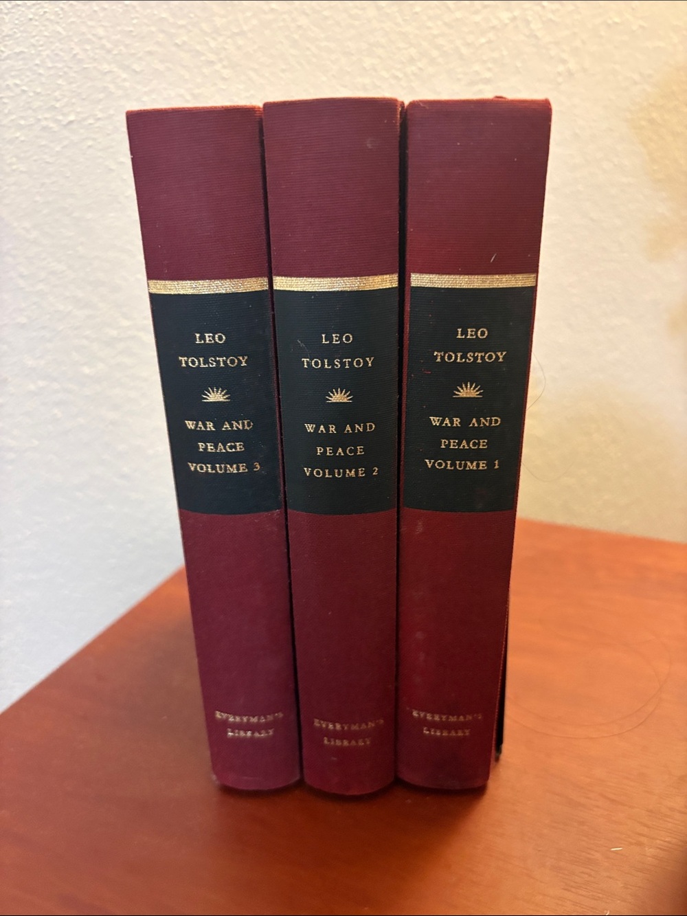 Leo Tolstoy War and Peace Set - Burgundy Cloth Bindings (3 Volumes)